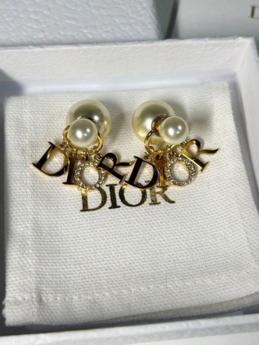 Dior Pearl Earrings with Packaging